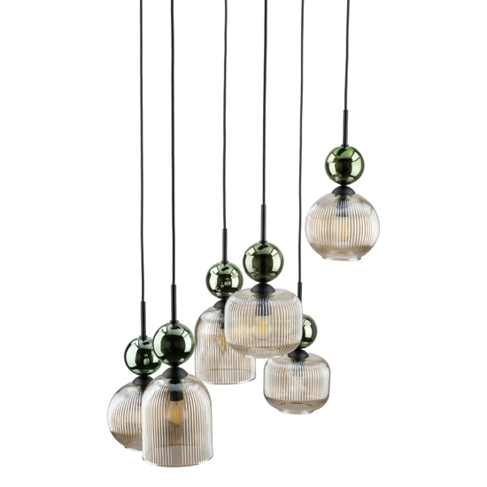 lampadario elegante per soggiorno sfere in vetro verde